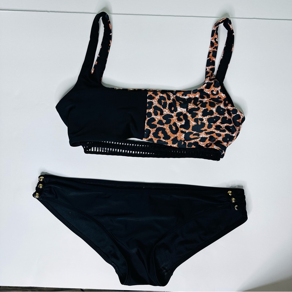 H&M Black and Orange Bikini Set